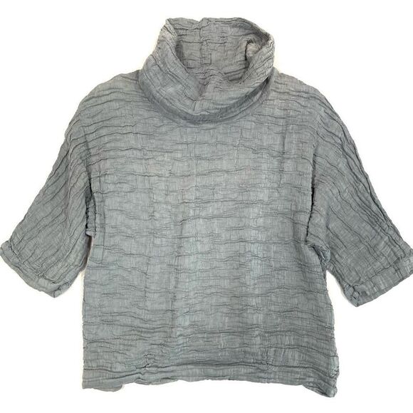 GRIZAS Linen & Silk Cowl Neck Oversized Top - Picture 2 of 7